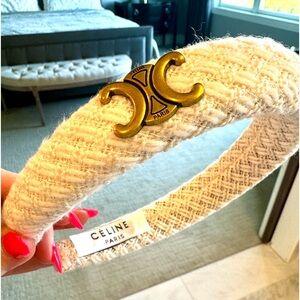 Designer Headband Ivory Gold Logo’d Brand New